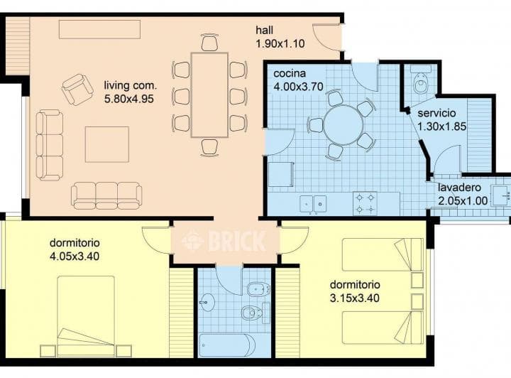Semip C/dep en Bacacay Al 2500 - 89 m² Impec D/entrada Amplio Living Espect Cocina Comedor - 2