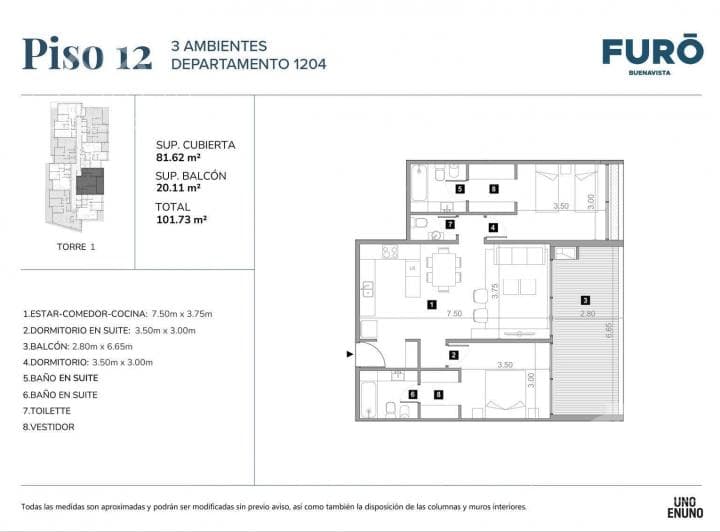Departamento 3 Ambientes en Furo Buenavista - Full Amenities - 2