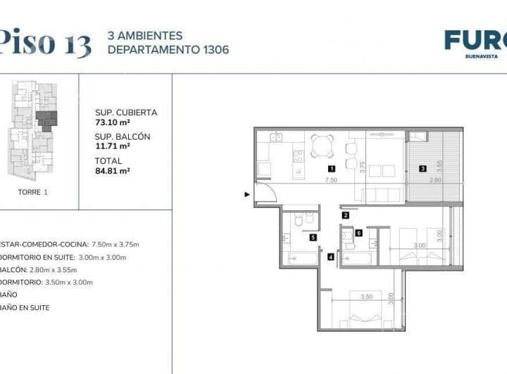 Departamento 3 Ambientes en Furo Buenavista - Full Amenities - 2