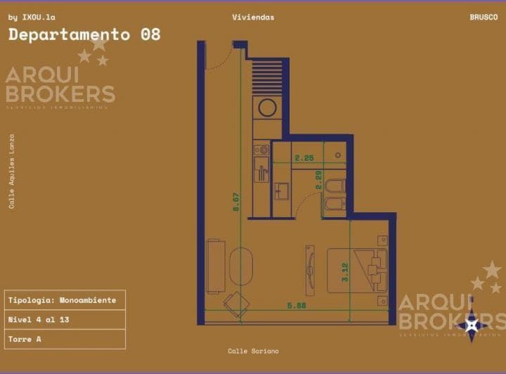 Apartamento Monoambiente en Venta en Centro - 1108a - 2