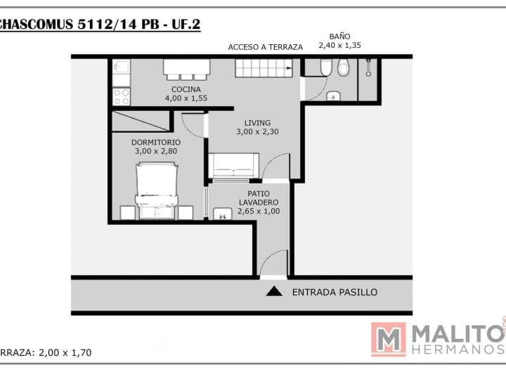 Venta PH Lateral 2 Ambientes con Patio Lavadero - 3
