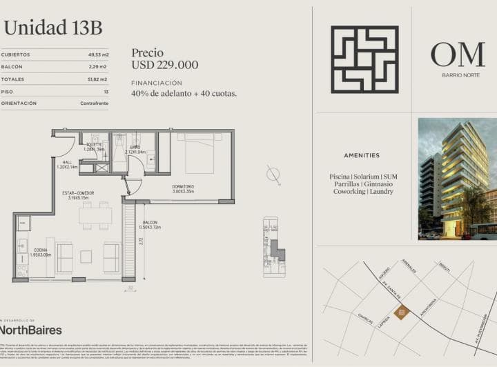 Exclusivo 2 Ambientes de 69 m² con Balcón Corrido y Amenities Premium en Om Barrio Norte - 3