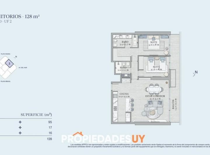 Sls - Unidad 2 Dorm. - 128 m² Pisos 12 a 2 - 4