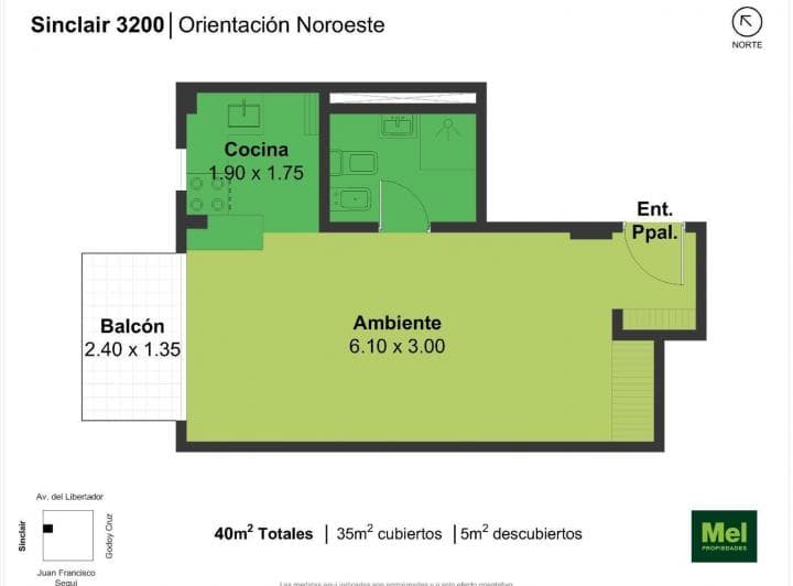 Amplio Monoambiente Divisible Al Frente con Balcon.= - 2